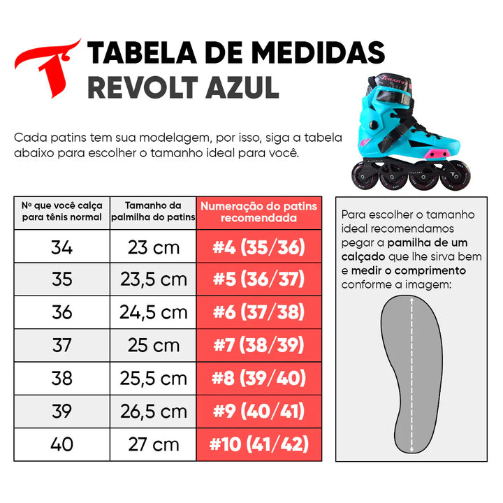 Patins Inline Traxart Revolt Azul Roller Profissional