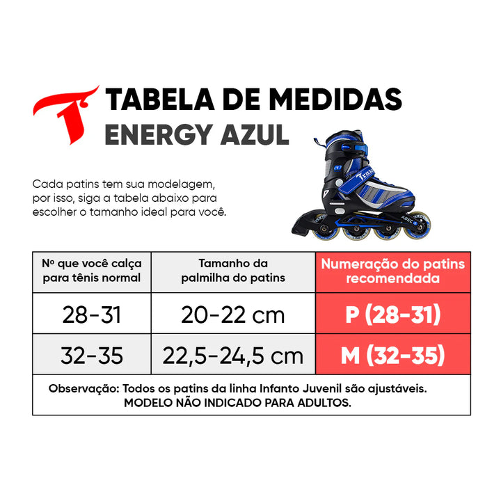 Patins Ajustável Traxart Energy Inline Roller Azul