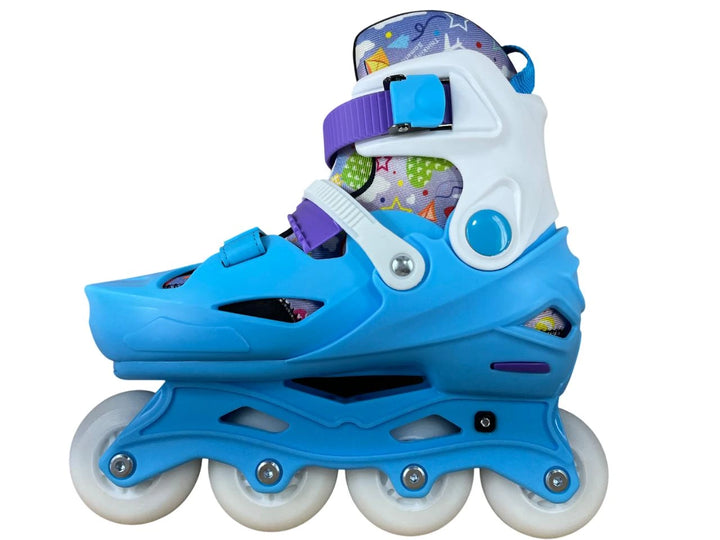 Patins Inline Infantil RV Blue Ajustável do 30 ao 37 Azul  LED