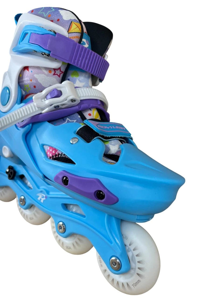 Patins Inline Infantil RV Blue Ajustável do 30 ao 37 Azul  LED