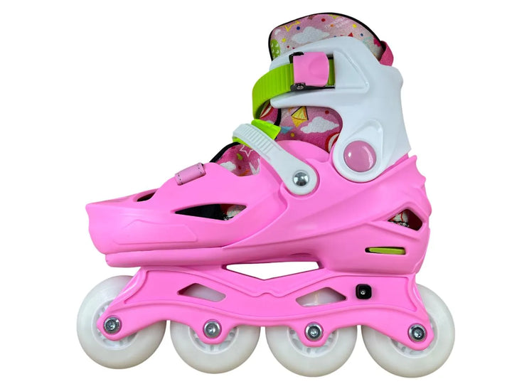 Patins Inline Infantil RV Pink Ajustável do 30 ao 37 Rosa Com LED