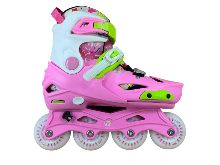 Patins Inline Infantil RV Pink Ajustável do 30 ao 37 Rosa Com LED