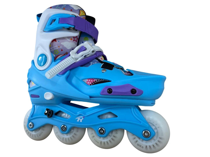 Patins Inline Infantil RV Blue Ajustável do 30 ao 37 Azul  LED