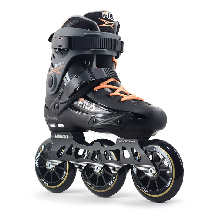 Patins Fila Houdini Profissional Cinza Salmão Base Híbrida 110mm