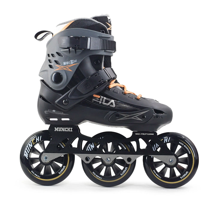 Patins Fila Houdini Profissional Cinza Salmão Base Híbrida 110mm