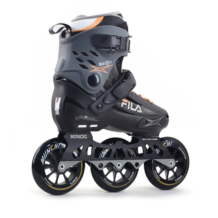 Patins Fila Houdini Profissional Cinza Salmão Base Híbrida 110mm