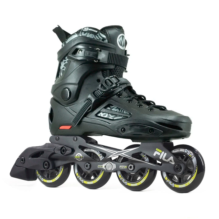Patins Inline Mikoyan Black base e rodas Fila Houdini