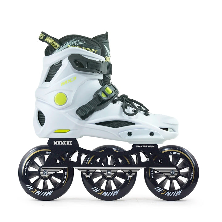 Patins Urbano Freestyle Munchi MX3 White Profissional base híbrida 110mm