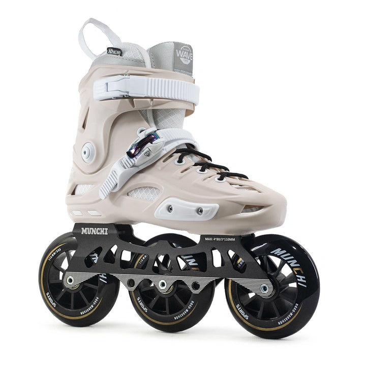 Patins HD Inline Wave Neo Marfim Base Hibrida Munchi Rodas 110mm Abec-9
