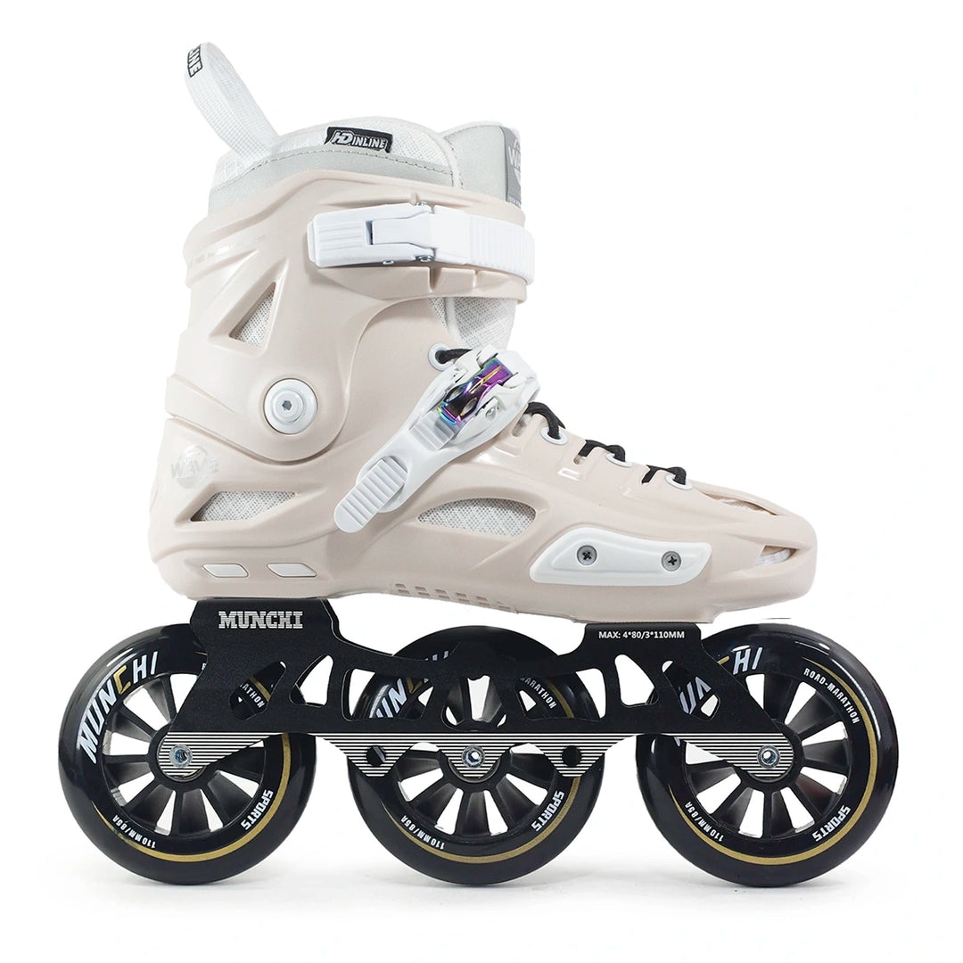 Patins HD Inline Wave Neo Marfim Base Hibrida Munchi Rodas 110mm Abec-9