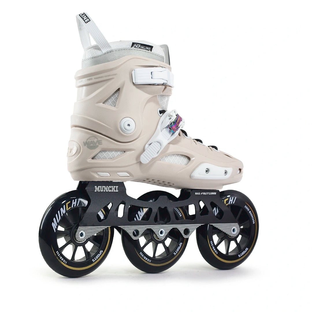 Patins HD Inline Wave Neo Marfim Base Hibrida Munchi Rodas 110mm Abec-9