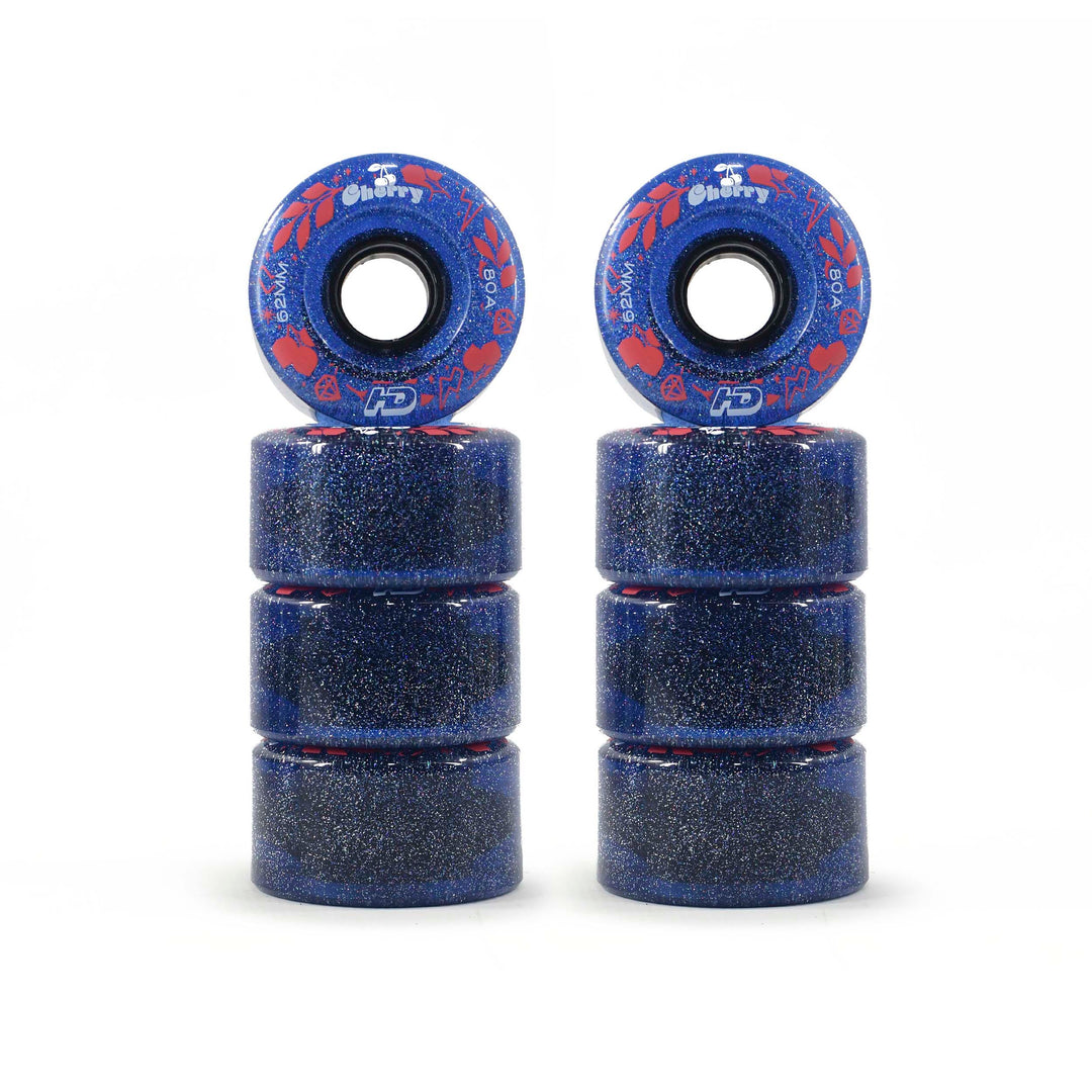 JUEGO RUEDAS EN LÍNEA HD (8UN) - CEREZA - 62MM - 80A AZUL/ROJO
