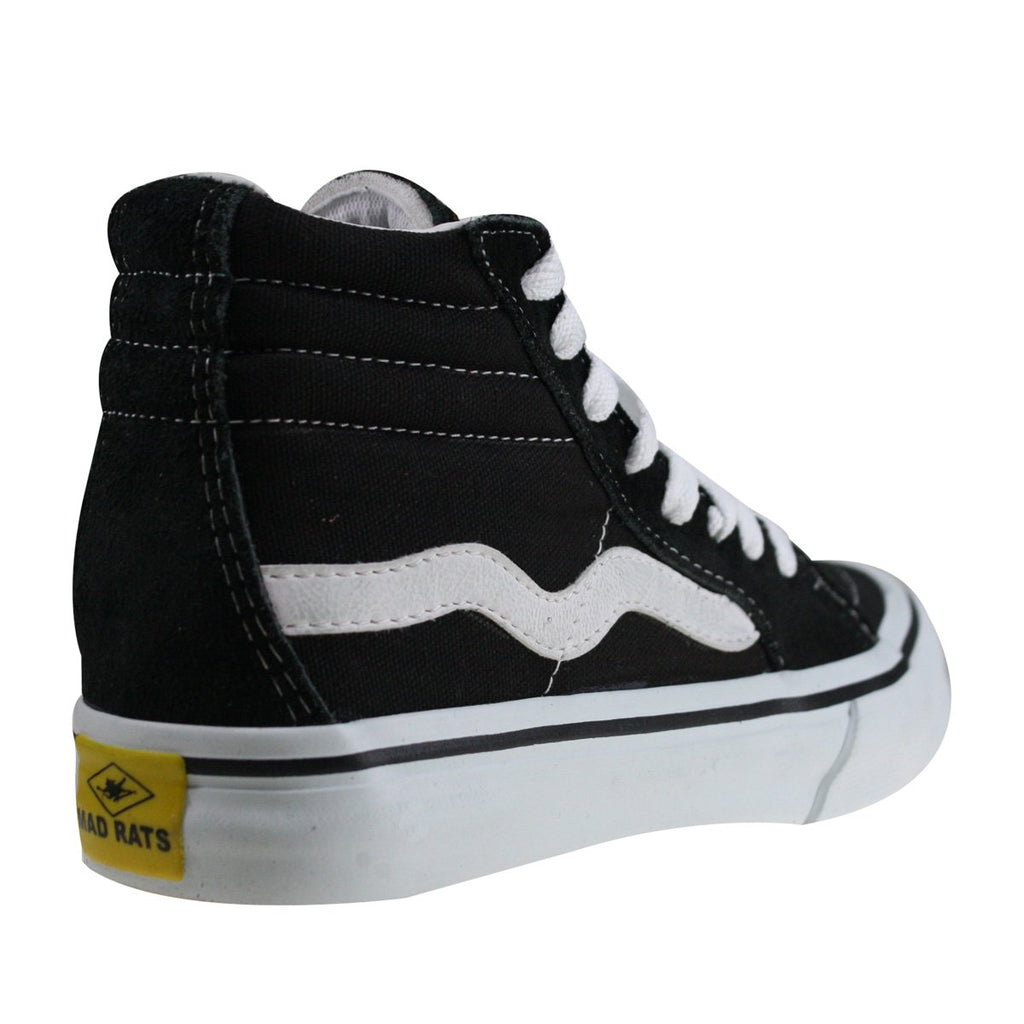 TÊNIS MAD RATS HI TOP BÁSICO HI20LC - PRETO/BRANCO (CAMURÇA/LONA)