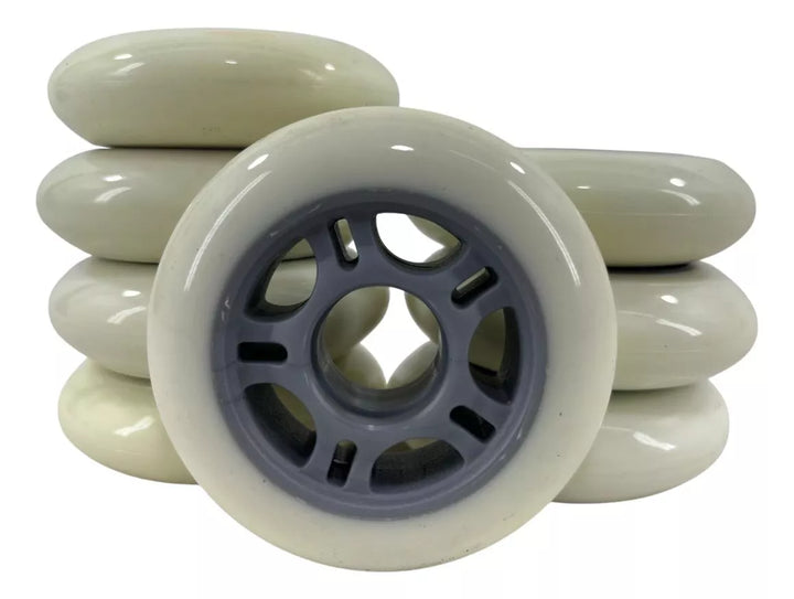 8 Rodas HD Inline 80mm Branca Cinza Para Patins