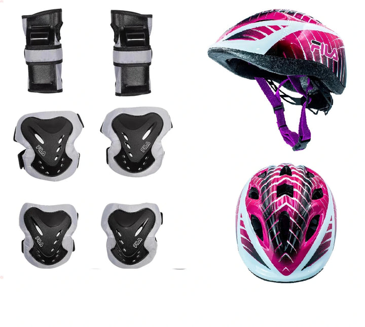 Kit de proteção Fila infantil Cinza + Capacete Fila Ajustável