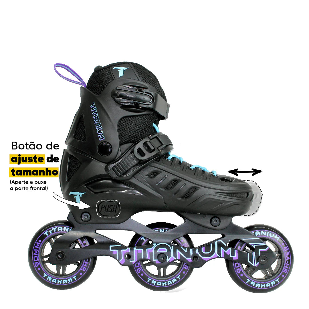 Patins Traxart Titanium Infantil Ajustável  Rodas 90mm Abec7