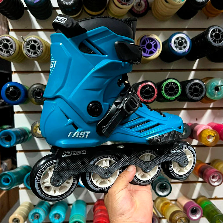 Patins Roller Hd Fast Azul Profissional Base Sky 80mm 85a Abec-11