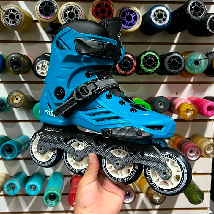 Patins Roller Hd Fast Azul Profissional Base Sky 80mm 85a Abec-11
