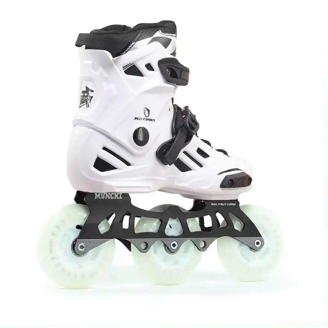 Patins Munchi M10 Branco 3 Rodas Led 110mm Abec-11