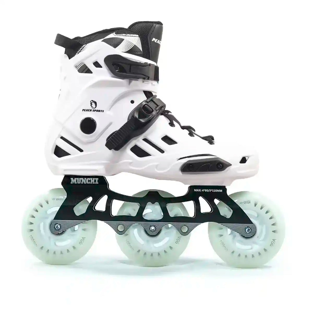 Patins Munchi M10 Branco 3 Rodas Led 110mm Abec-11