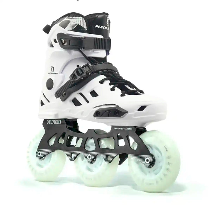 Patins Munchi M10 Branco 3 Rodas Led 110mm Abec-11
