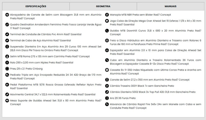 Bicicleta Rad7 Authentic 2.0 A29 21V T17 Amsterdam Freio a Disco