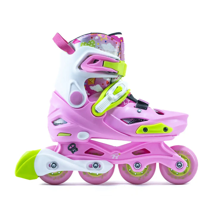 Patins Inline Infantil RV Pink Ajustável do 26 ao 37 Rosa