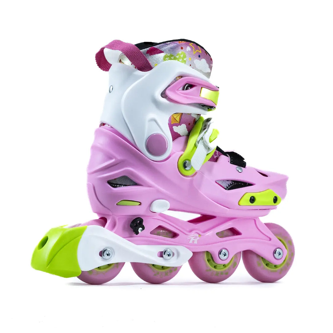 Patins Inline Infantil RV Pink Ajustável do 26 ao 37 Rosa