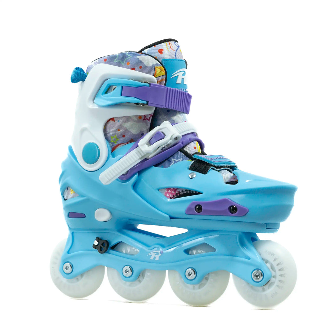 Patins Inline Infantil RV Blue Ajustável do 30 ao 37 Azul  LED