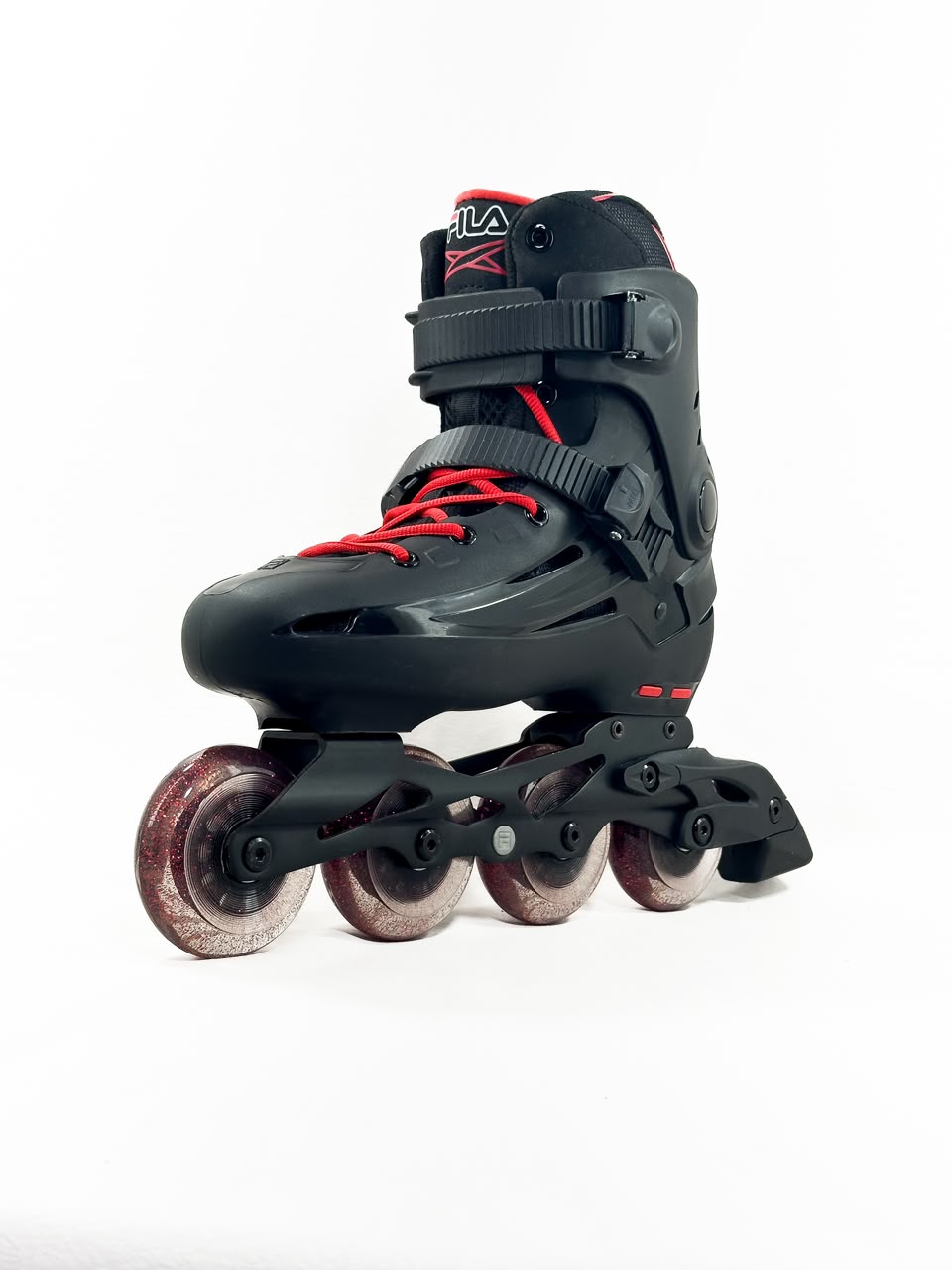 Patins Fila Houdini Profissional Preto Vermelho 80mm Abec 7