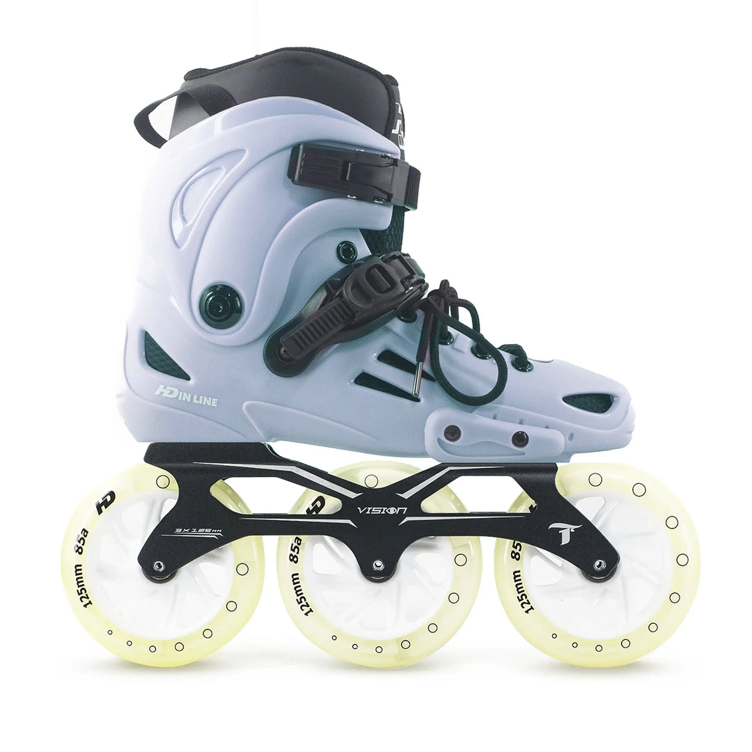 Patins Urbano HD Inline XT Cinza Base Vision Rodas Led 125mm Abec7