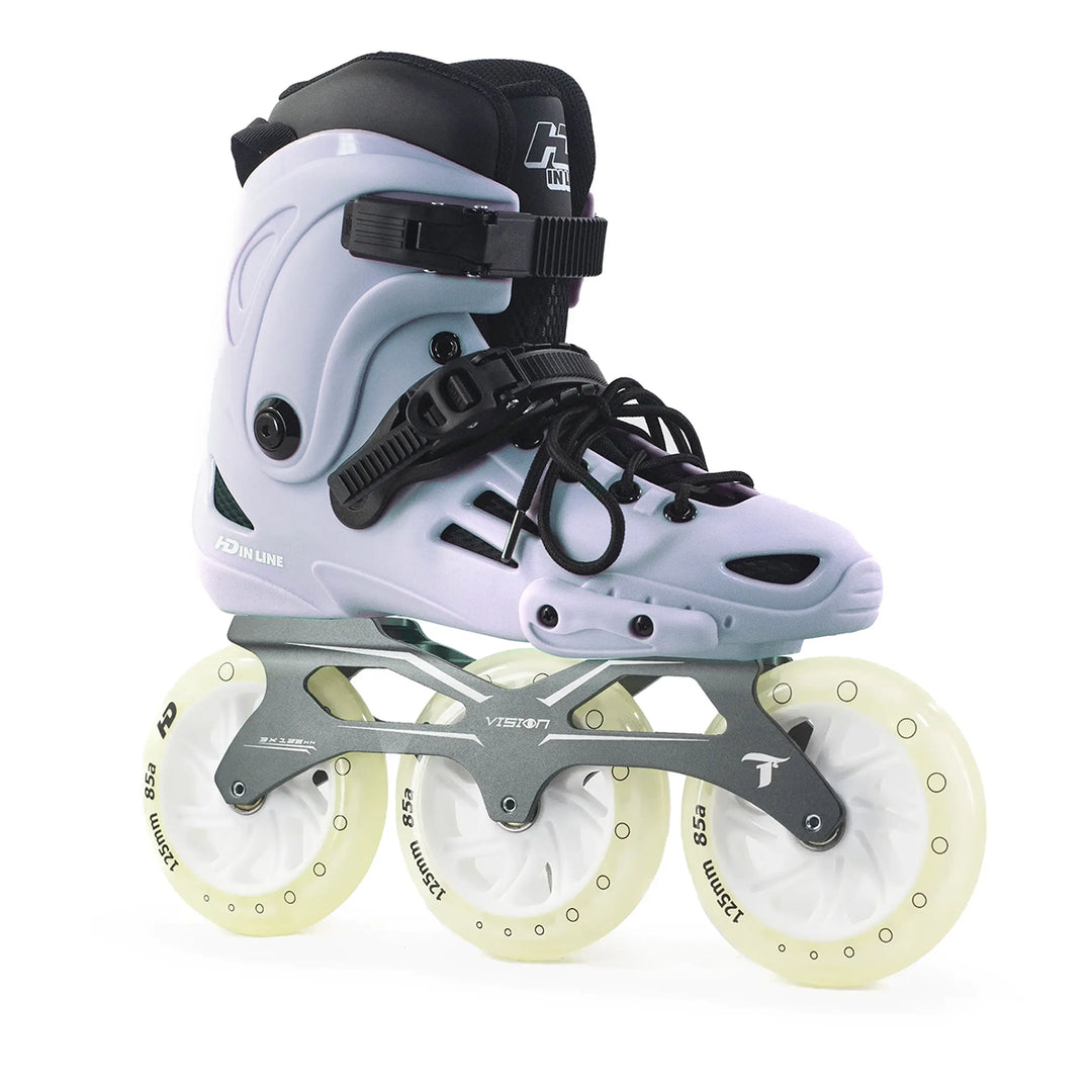 Patins Urbano HD Inline XT Cinza Base Vision Rodas Led 125mm Abec7