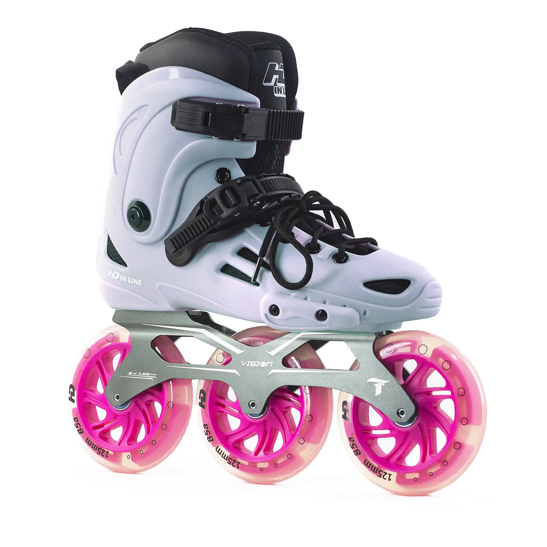 Patins Urbano HD Inline XT Cinza Base Vision Rodas Led 125mm Abec7