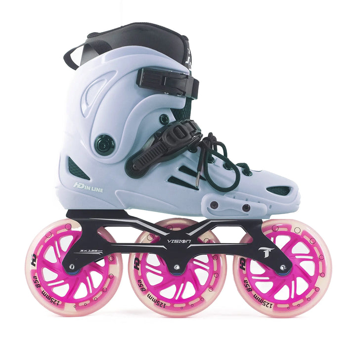 Patins Urbano HD Inline XT Cinza Base Vision Rodas Led 125mm Abec7