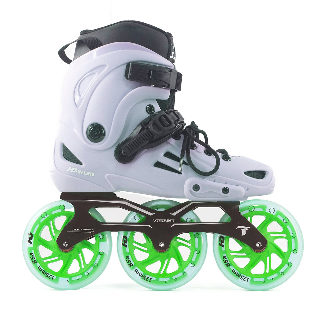 Patins Urbano HD Inline XT Cinza Base Vision Rodas Led 125mm Abec7