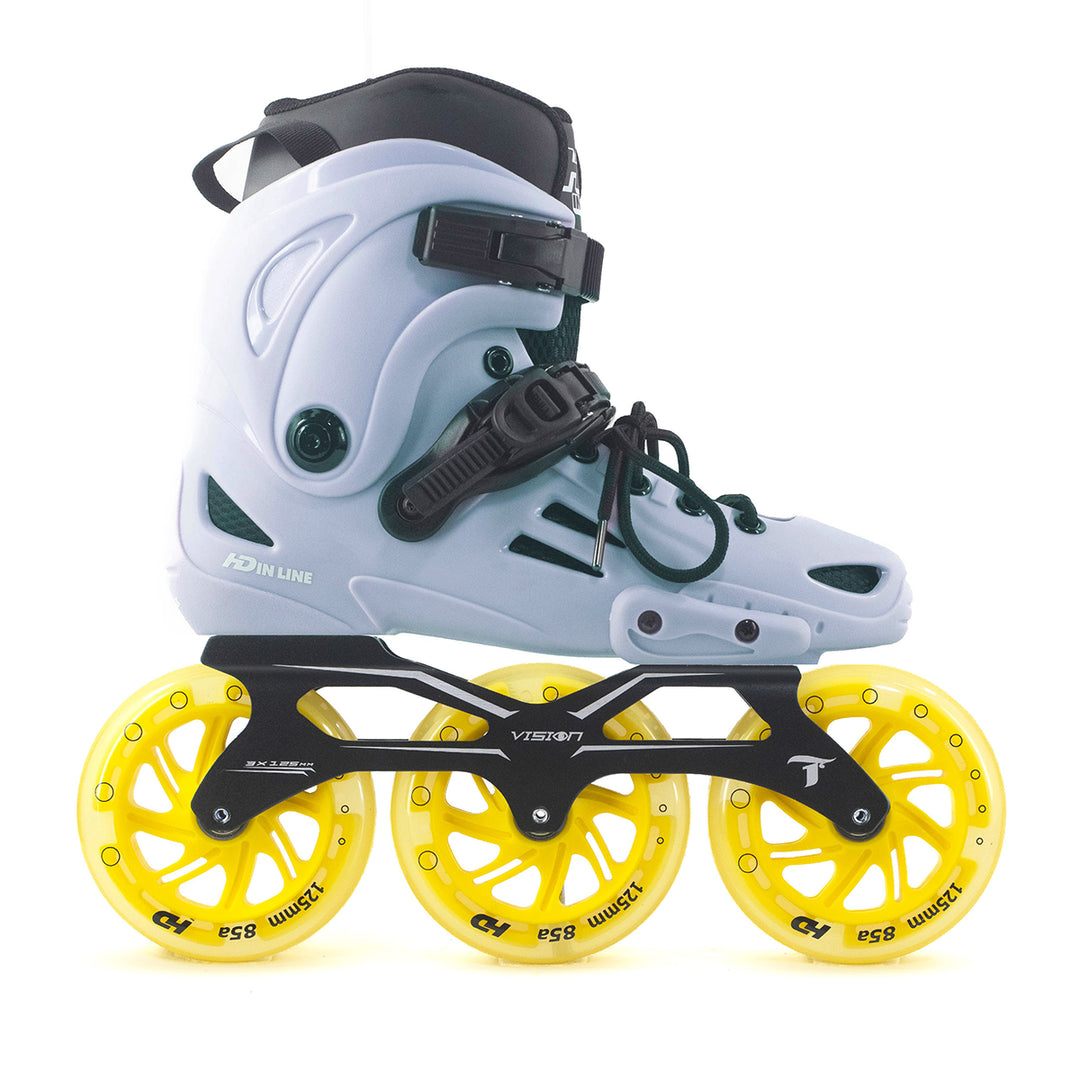 Patins Urbano HD Inline XT Cinza Base Vision Rodas Led 125mm Abec7