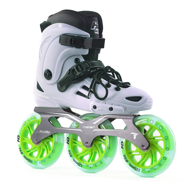 Patins Urbano HD Inline XT Cinza Base Vision Rodas Led 125mm Abec7