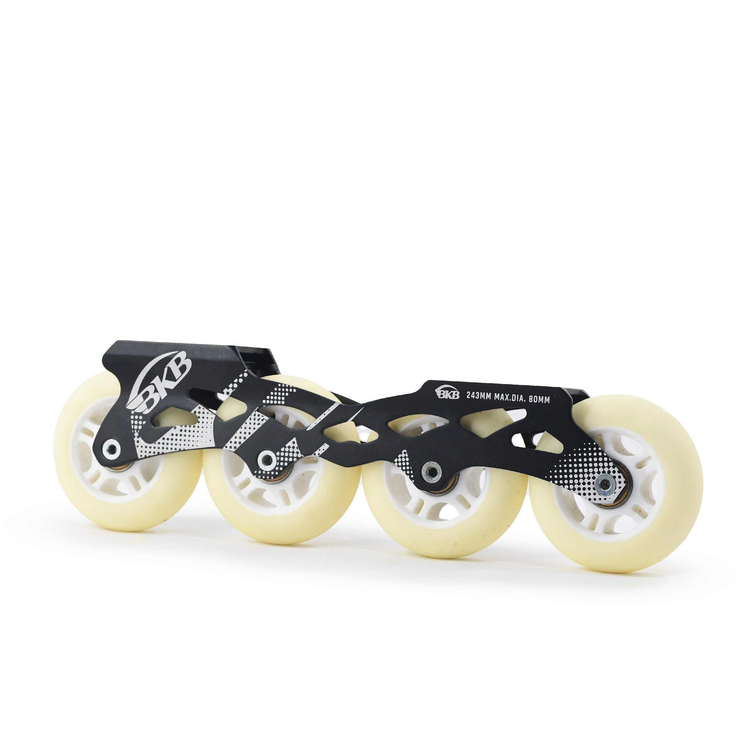BKB Complete Base with White HD Inline Wheels 80mm 85A Abec11