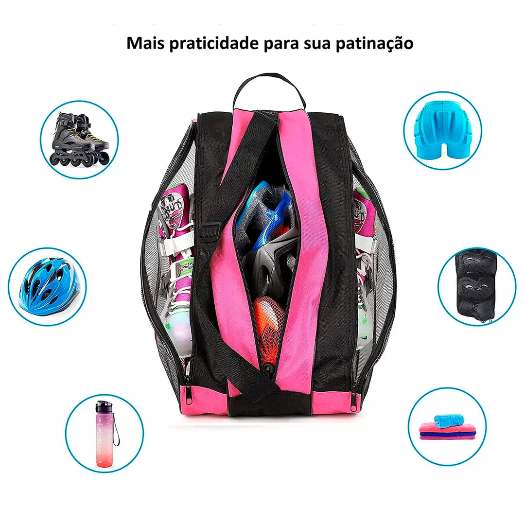Bolsa Bag de Tranporte para Patins Inline ou Quad Go Roller cor Rosa