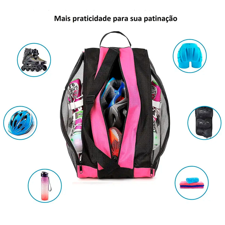 Bolsa Bag de Tranporte para Patins Inline ou Quad Go Roller cor Rosa