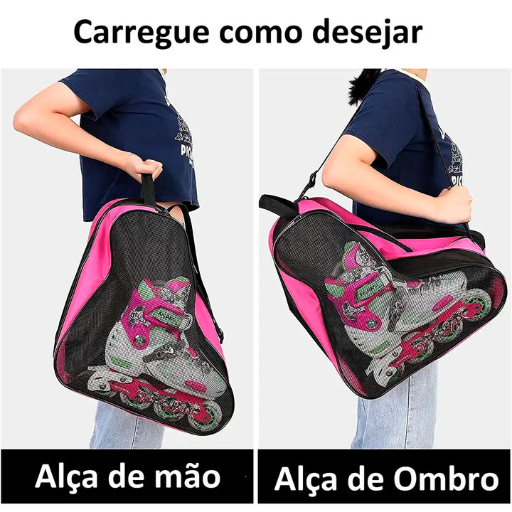 Bolsa Bag de Tranporte para Patins Inline ou Quad Go Roller cor Rosa
