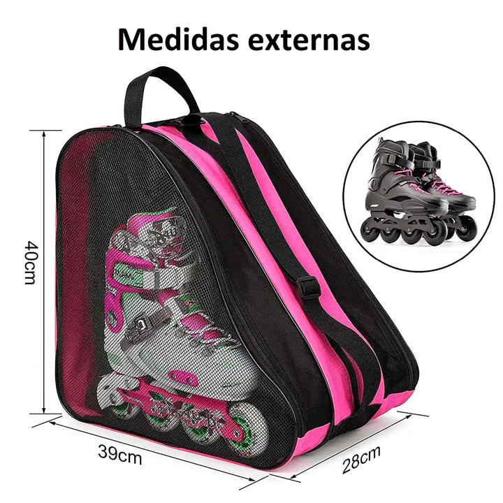 Bolsa Bag de Tranporte para Patins Inline ou Quad Go Roller cor Rosa