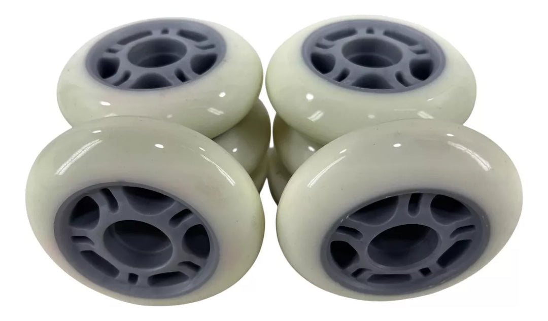 8 Rodas HD Inline 80mm Branca Cinza Para Patins