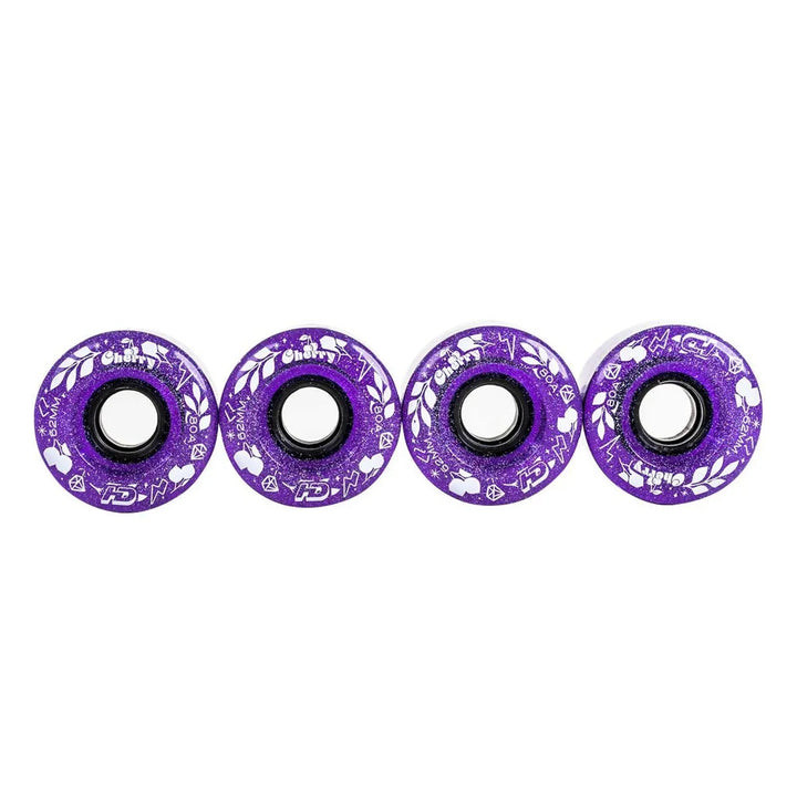 Rodas para patins Quad 62mm 80a Cherry Glitter Brilliant Roxo 8 unidades