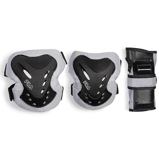 Kit de proteção Fila infantil Cinza + Capacete Fila Ajustável