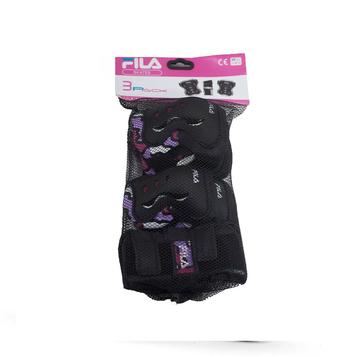 Kit de Proteção Fila Junior Girl Infantil Preto Rosa