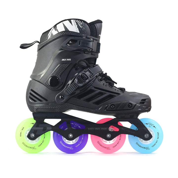 Patins Inline Munchi Base HD INLINE e rodas LED Traxart MIX Abec 9