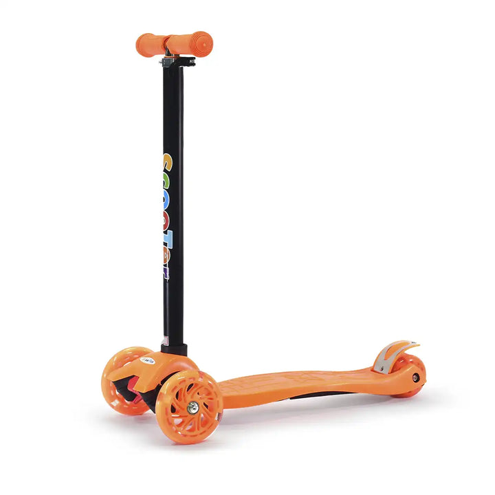 Patinete Infantil 4 Rodas LED Colorido 60kg Laranja