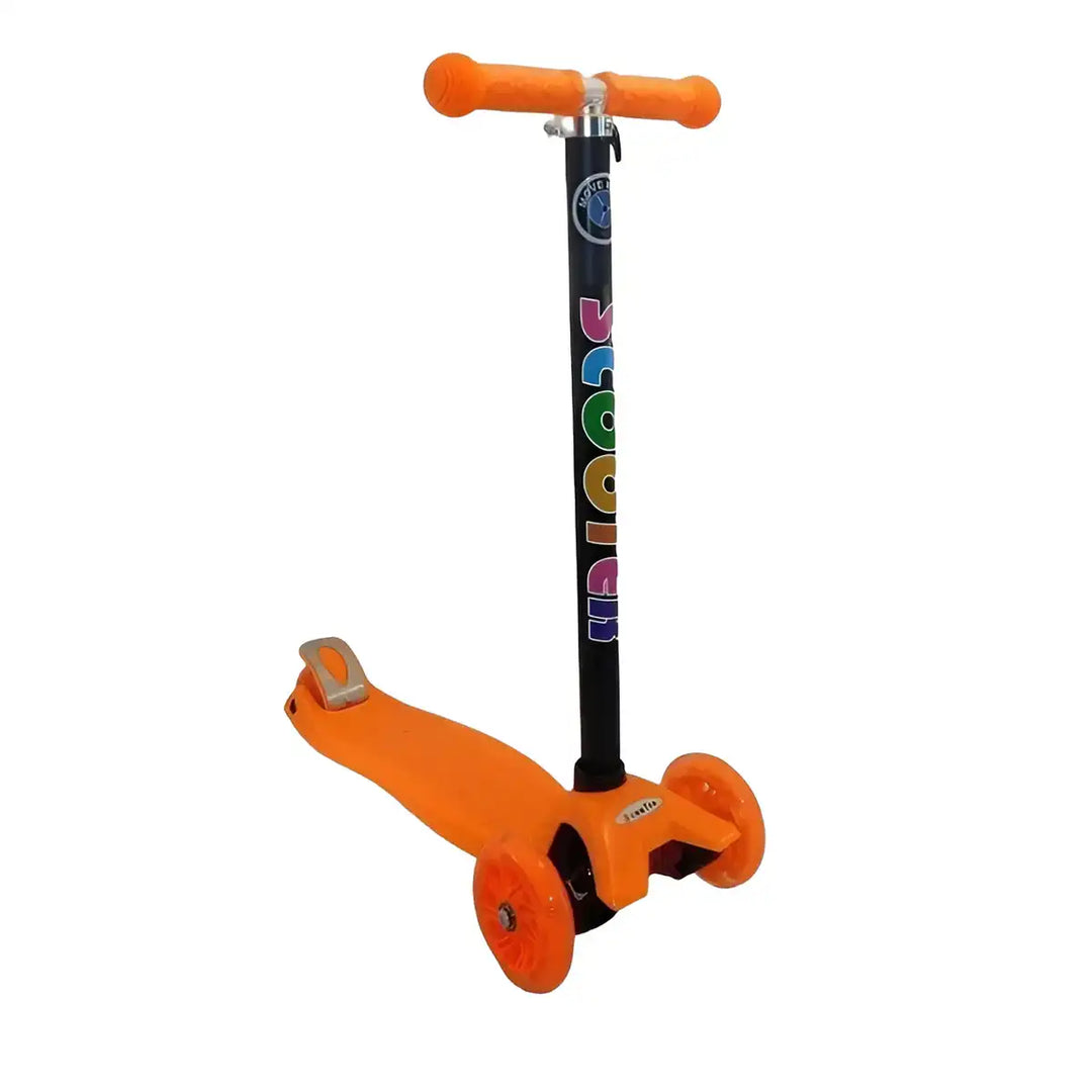 Patinete Infantil 4 Rodas LED Colorido 60kg Laranja