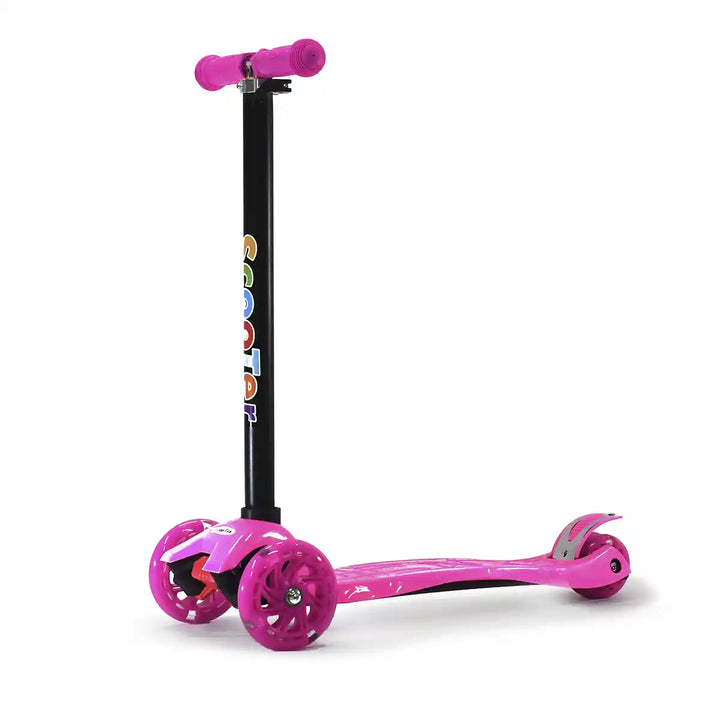 Patinete Infantil 4 Rodas LED Colorido 60kg Rosa